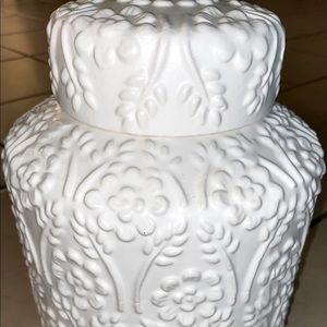 White Embossed Decorative Temple Jar